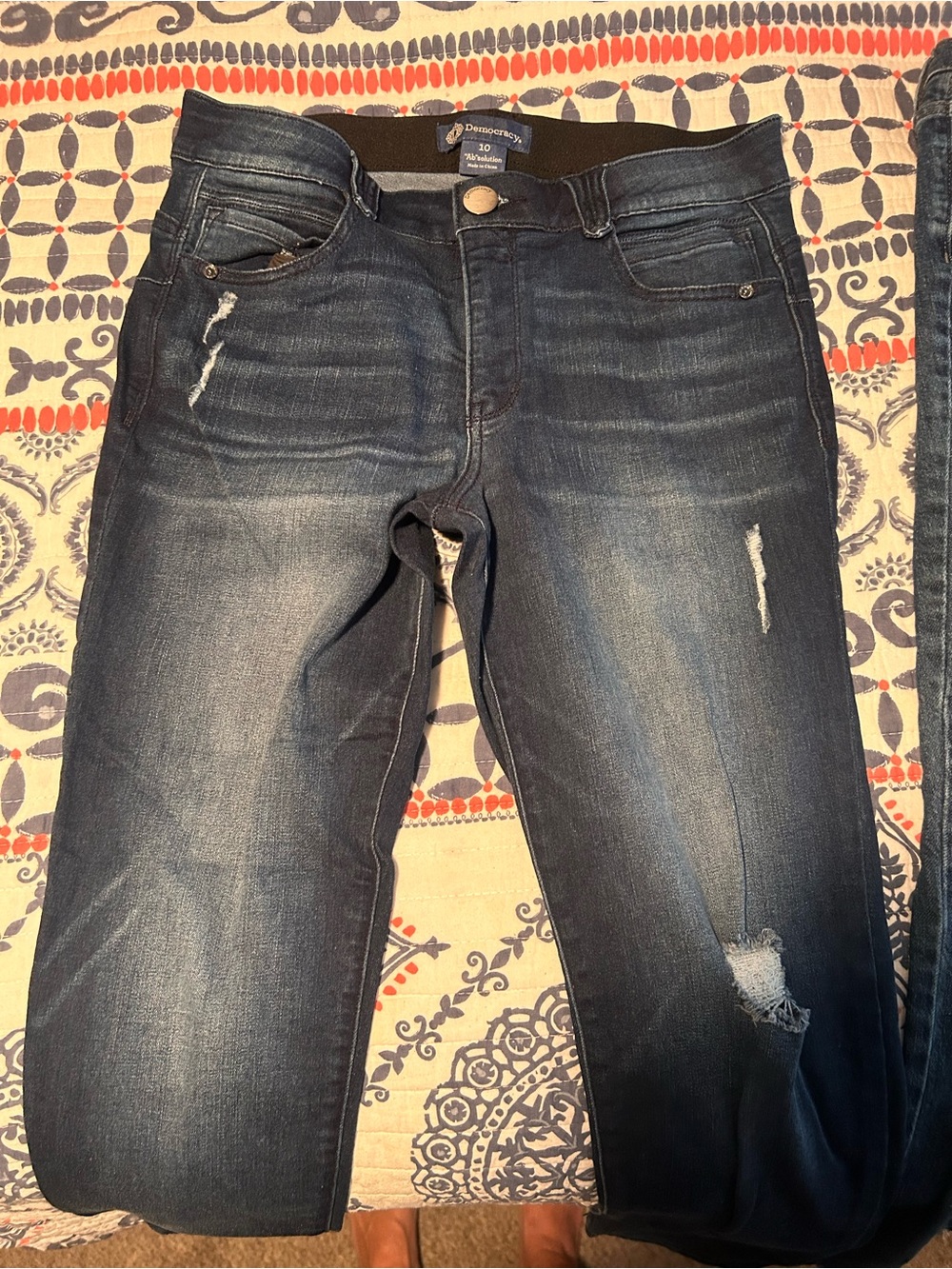 Democracy Dark Wash Skinny Jeans with Light Distressing
